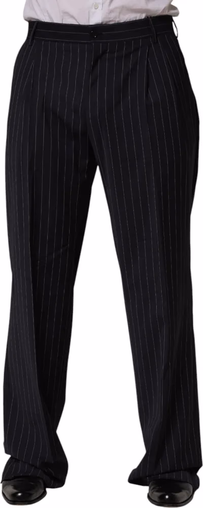 Dolce & Gabbana Black Stripe Straight Men Dress Trouser Pants