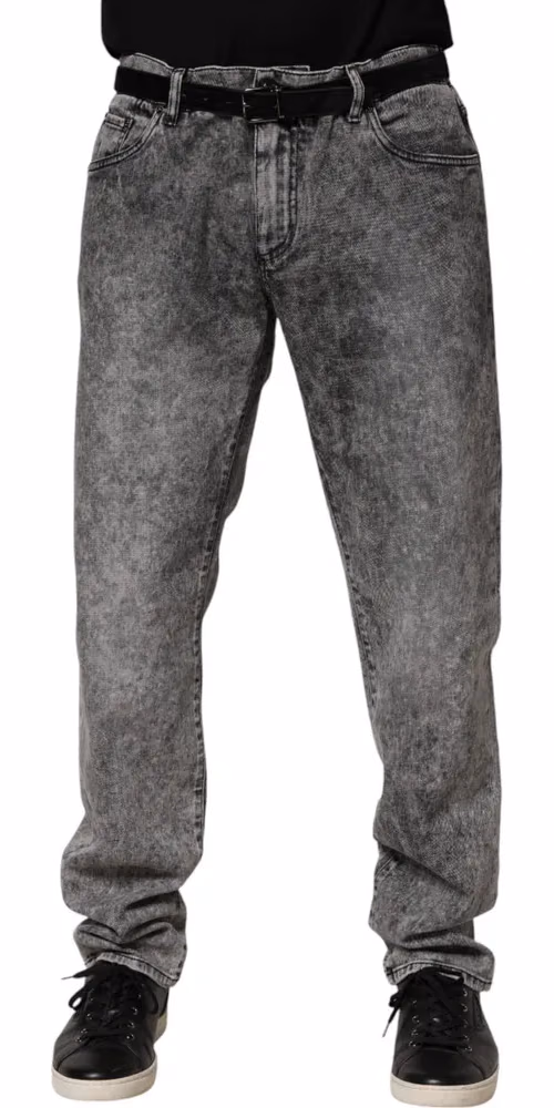 Dolce & Gabbana Gray Cotton Straight Leg Denim Trouser Jeans