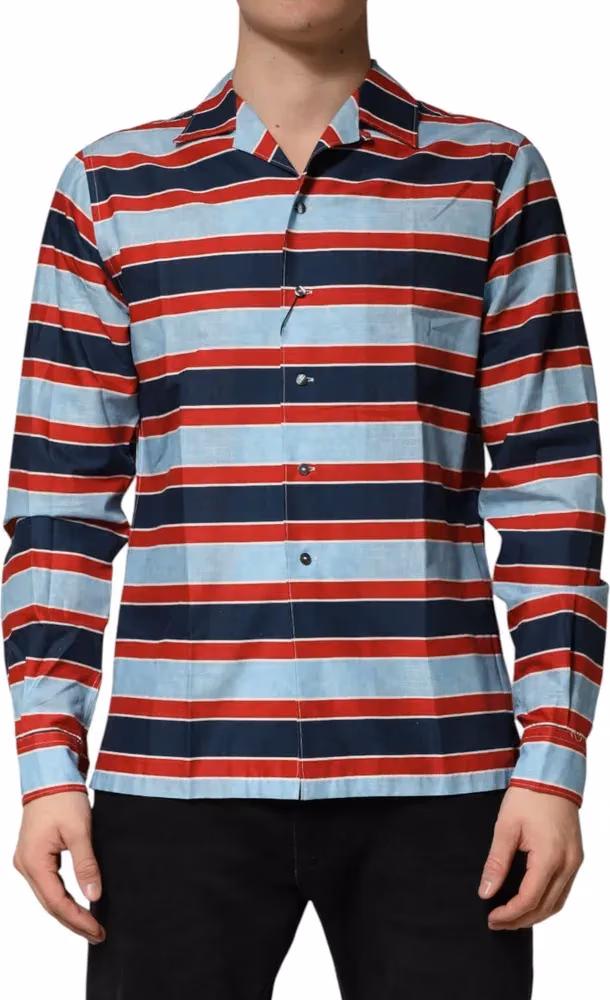 Dolce & Gabbana Multicolor Stripes Cotton Men Button Down Shirt