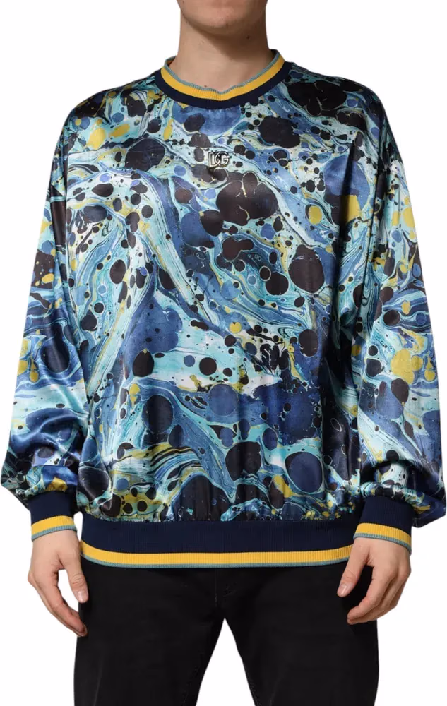 Dolce & Gabbana Multicolor Marble Print Pullover Sweater