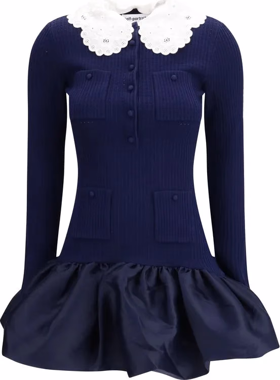 Self-Portrait Blue Viscose Cocktail Dress