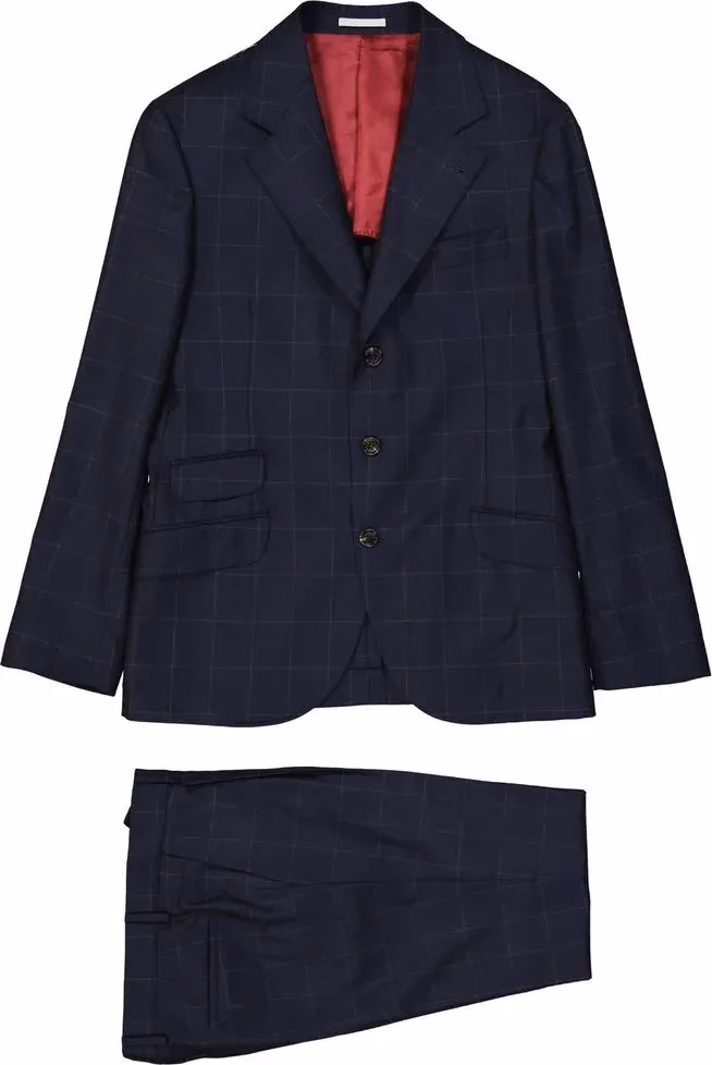 Brunello Cucinelli Blue Wool Two-Piece Suit