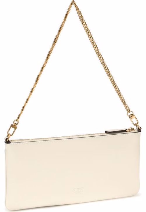 PINKO White Calf Leather Bos Taurus Shoulder Bag