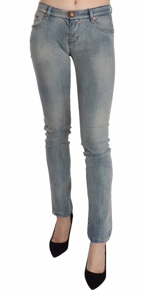 PLEIN SUD Light Blue Washed Mid Waist Skinny Denim Jeans