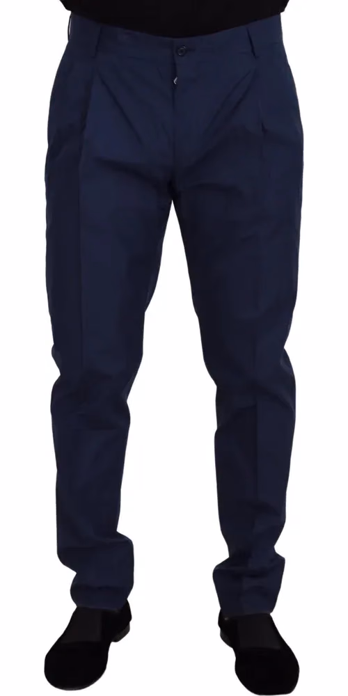 Dolce & Gabbana Blue Cotton Dress Pants