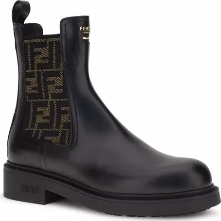 Fendi Black Calf Leather Bos Taurus Ankle Boots