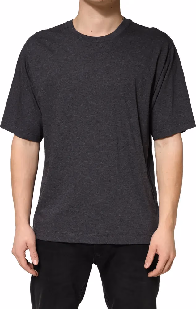 Dolce & Gabbana Dark Grey Cotton Crewneck Short Sleeve