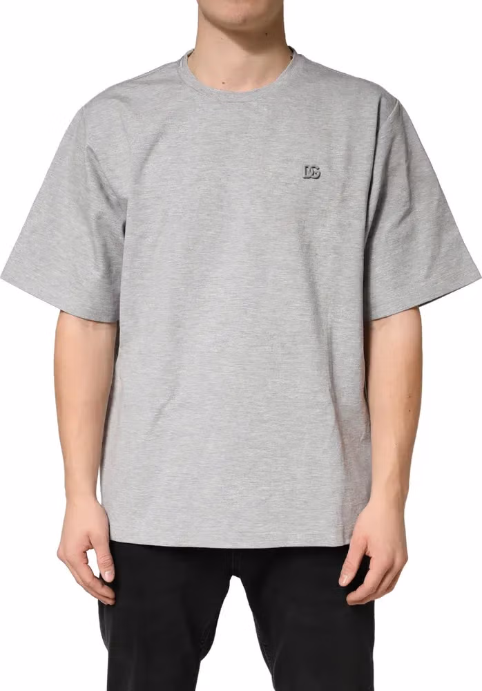 Dolce & Gabbana Grey Cotton Crewneck Short Sleeve T-Shirt