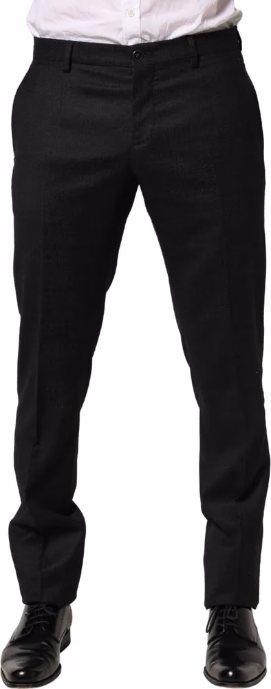 Dolce & Gabbana Black Wool Skinny Men Dress Trouser Pants