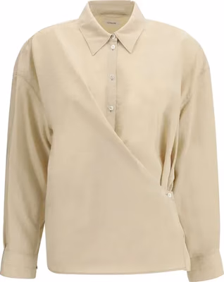 Beige Silk Dress Shirt