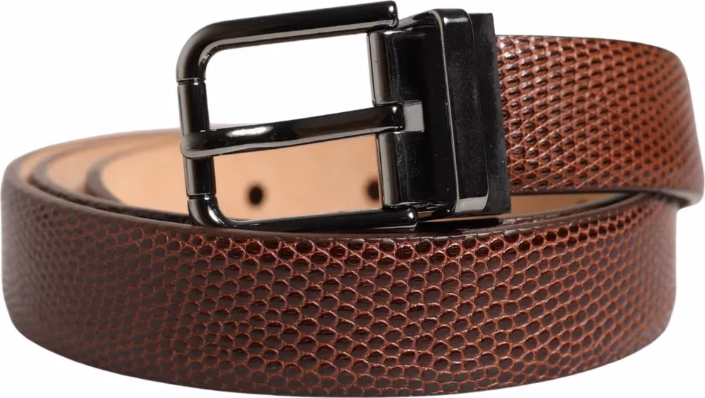 Dolce & Gabbana Men Brown Goatskin Leather Metal Buckle Belt