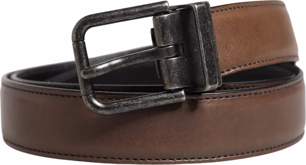 Dolce & Gabbana Men Brown Classic Leather Metal Buckle Belt