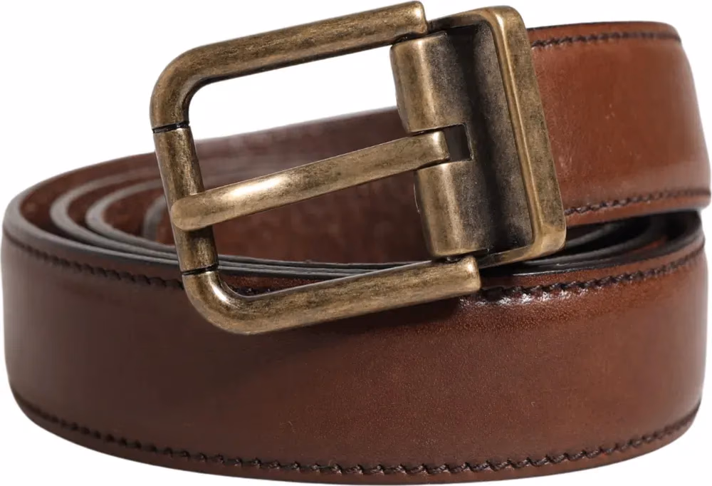 Dolce & Gabbana Men Brown Classic Leather Metal Buckle Belt