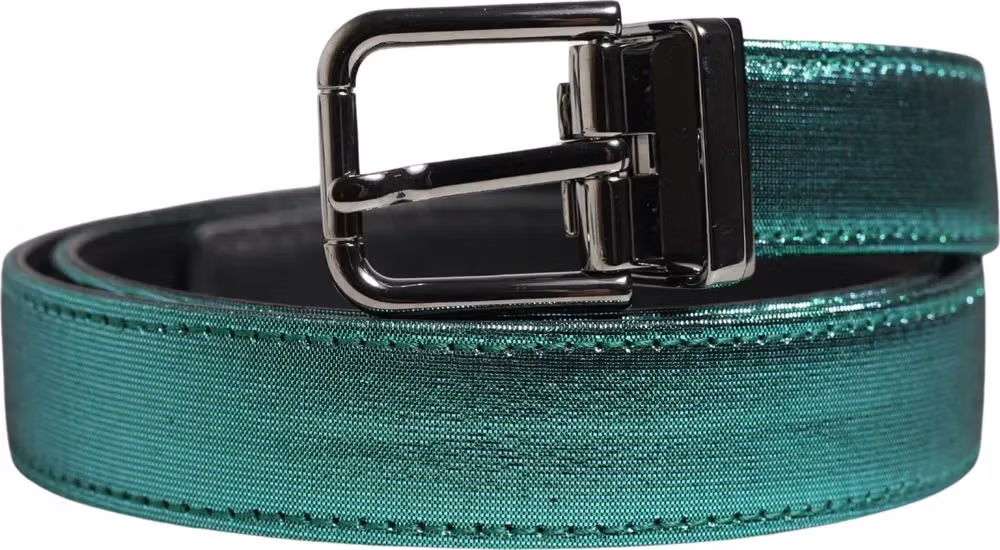 Dolce & Gabbana Men Green Lurex Polyester Metal Buckle Belt