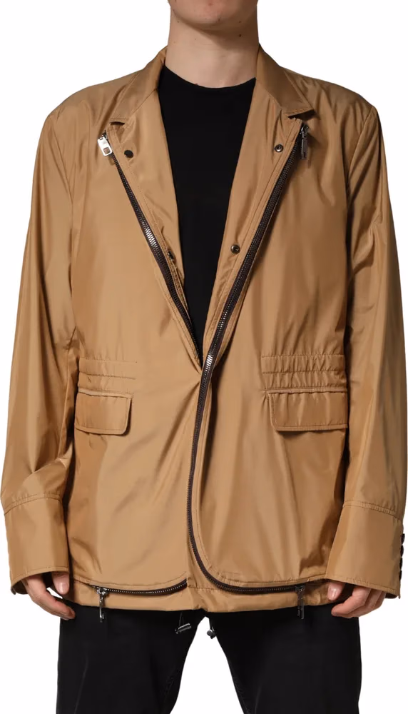 Dolce & Gabbana Brown Single Breasted Layered Coat Jacket