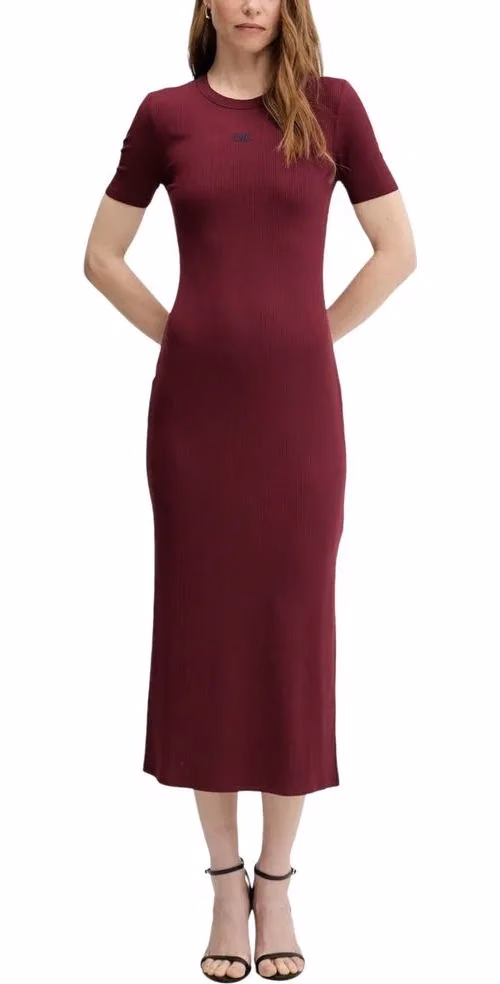 Calvin Klein Jeans Bordeaux Modal Long Dress