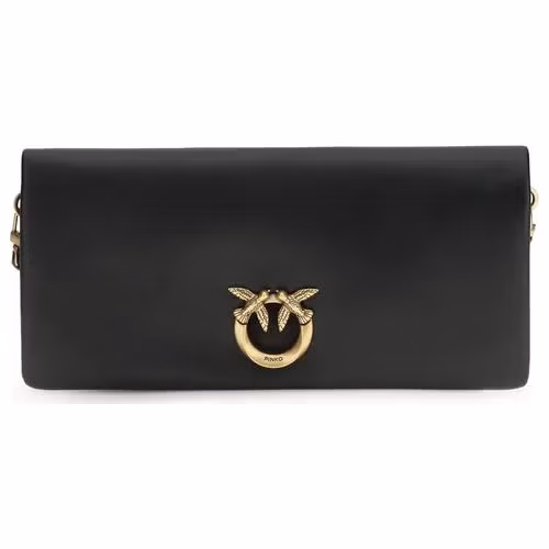 PINKO Black Calf Leather Bos Taurus Clutch Bag