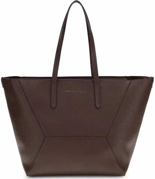 Brunello Cucinelli Brown Calf Leather Bos Taurus Shoulder Bag