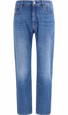 Blue Cotton Straight-Leg Jeans