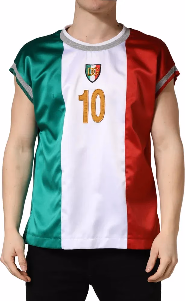 Dolce & Gabbana Multicolor Italia DG Logo Satin Tank T-shirt
