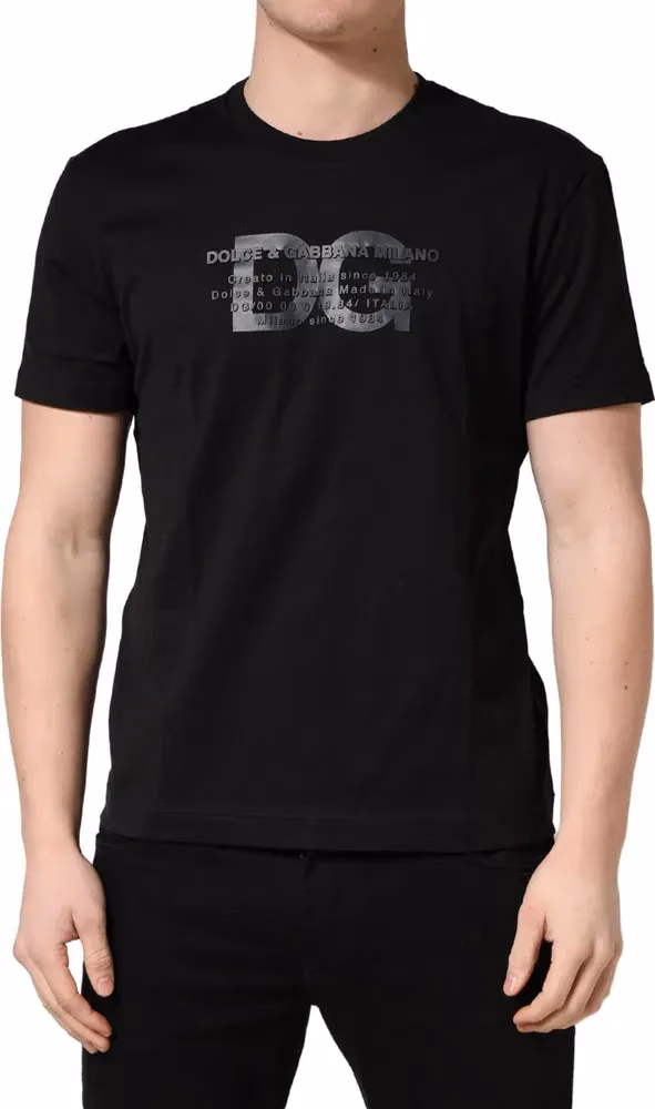 Dolce & Gabbana Black Logo DG Print Cotton Crew Neck T-shirt