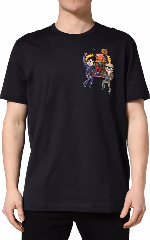 Dolce & Gabbana Black #DGFAMILY Patch Men Crew Neck T-shirt