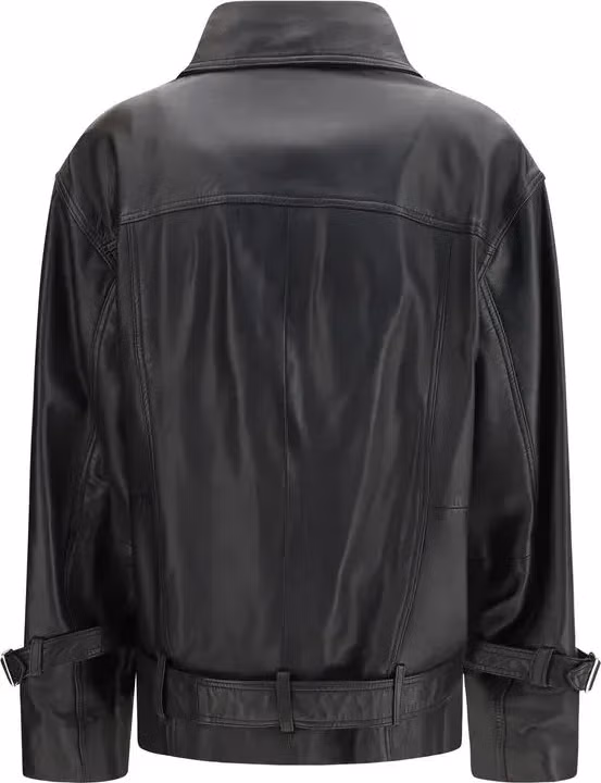 PINKO Black Lambskin Leather Jacket