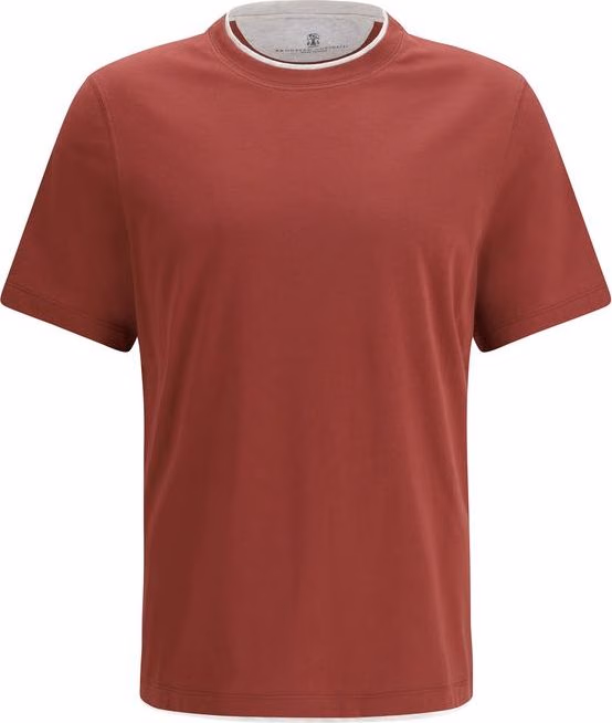 Brunello Cucinelli Bordeaux Cotton T-Shirt