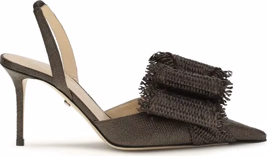 MACH & MACH Brown Raffia Platform Pumps