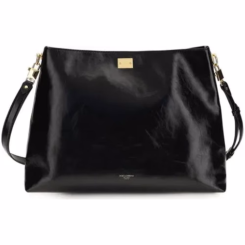 Dolce & Gabbana Black Calf Leather Bos Taurus Shoulder Bag