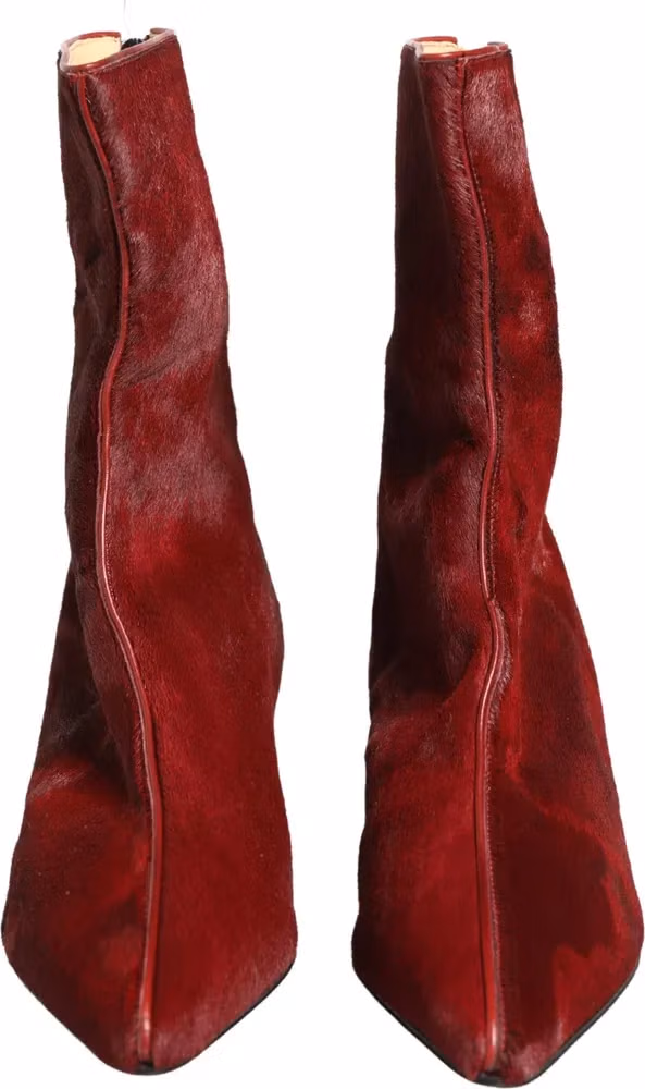 Dolce & Gabbana Burgundy Mid Calf Boots Shoes
