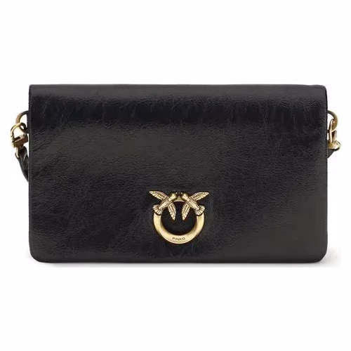 PINKO Black Goatskin Shoulder Bag