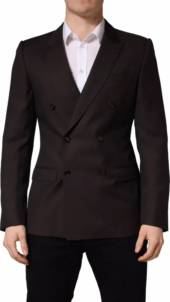 Dolce & Gabbana Dark Violet Wool Double Breasted Suit Jacket
