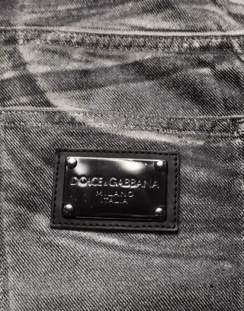 Dolce & Gabbana Grey Washed Mid Waist Straight Denim Jeans