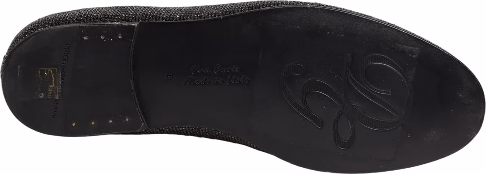 Dolce & Gabbana Black Crystal Embellished Men Loafers Shoes