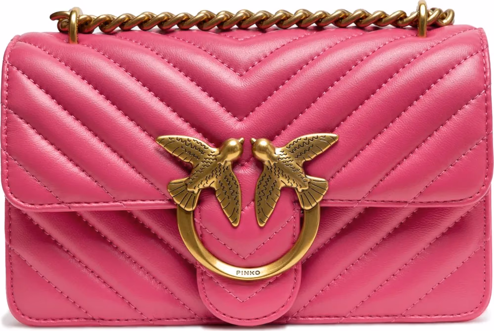 PINKO Pink Leather Love One Mini Shoulder Bag