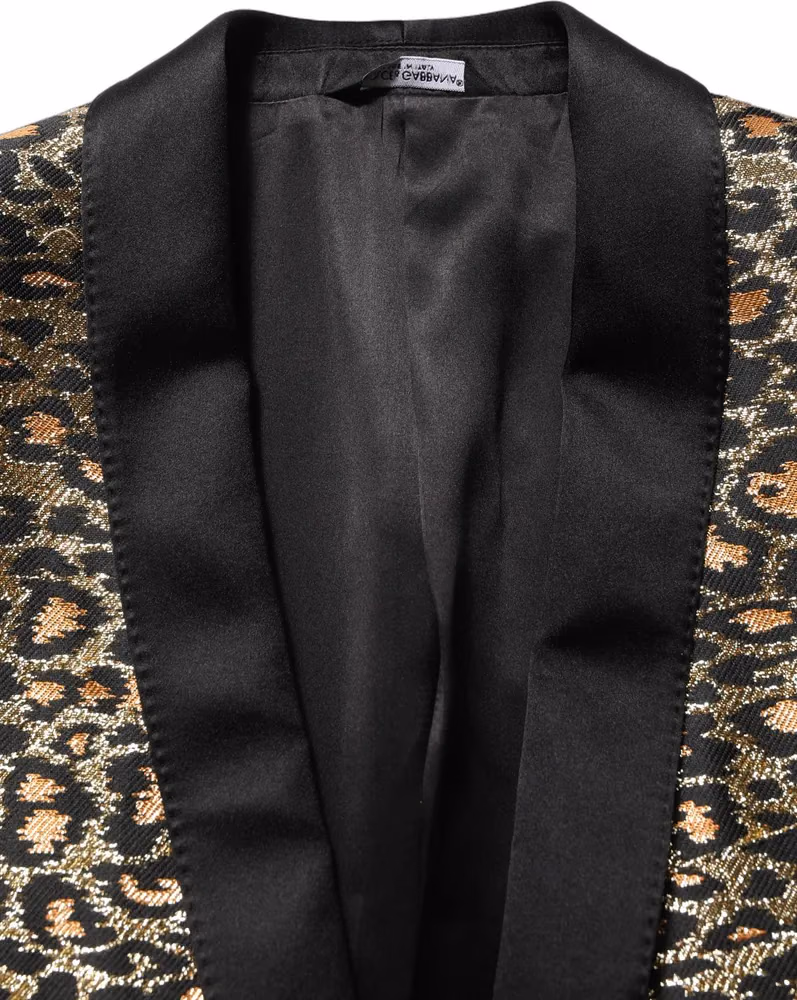 Dolce & Gabbana Gold Leopard Single Breasted Men Coat Jacket