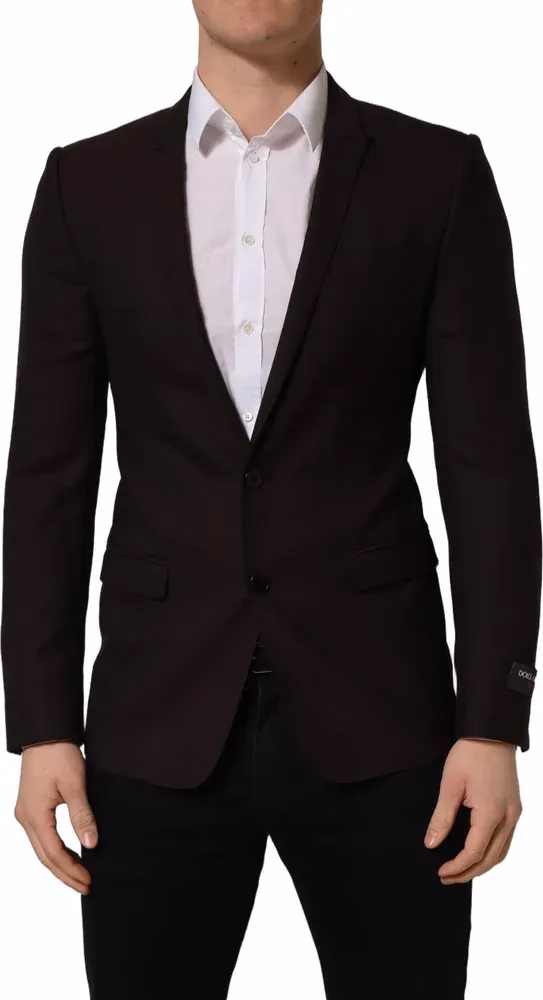 Dolce & Gabbana Brown Wool GOLD Single Breasted Men Jacket