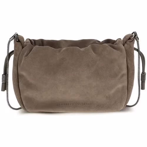 Brunello Cucinelli Brown Calf Leather Bos Taurus Shoulder Bag