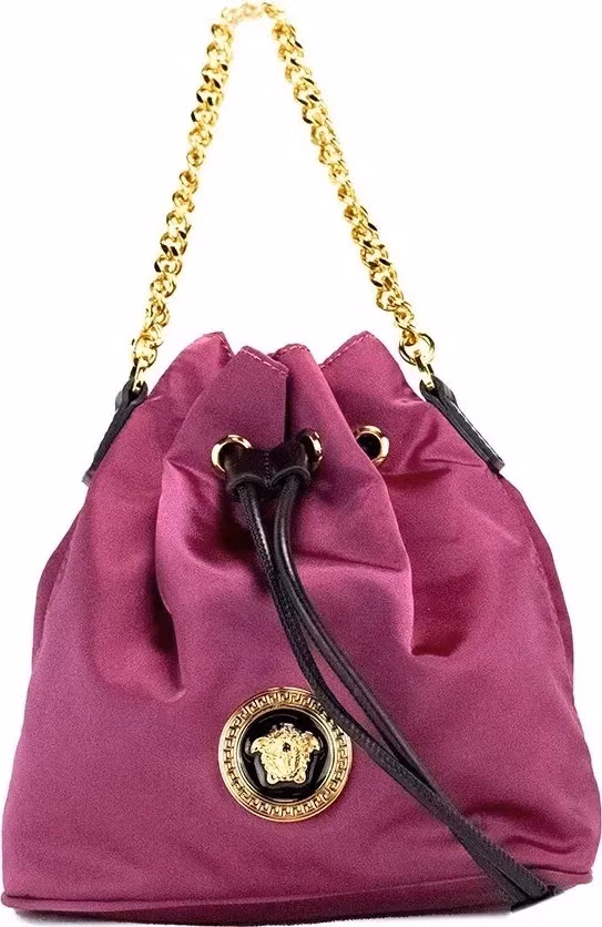 Versace Versace Small Dahlia Nylon Medusa Pendant Bucket Chain Crossbody Bag Purse