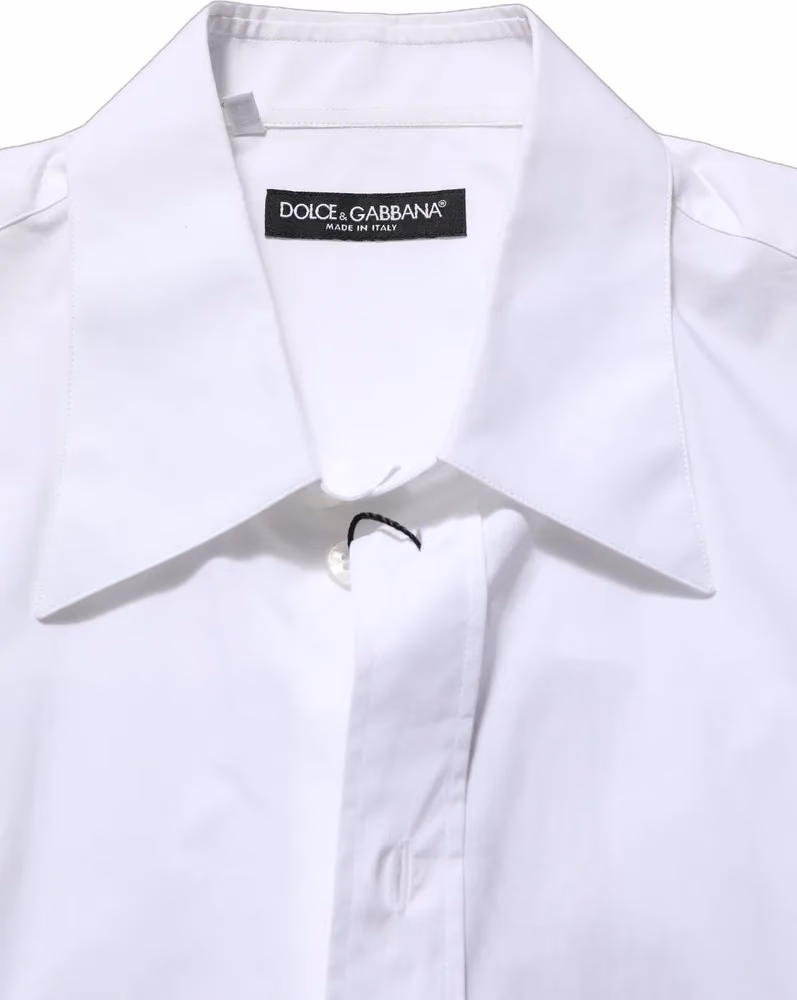 Dolce & Gabbana White Cotton Sleeveless Formal Dress Shirt