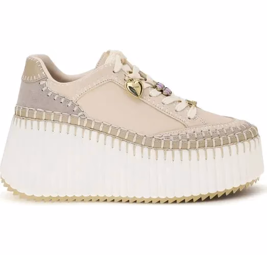 Chloé Beige Calf Leather Bos Taurus Platform Sneakers