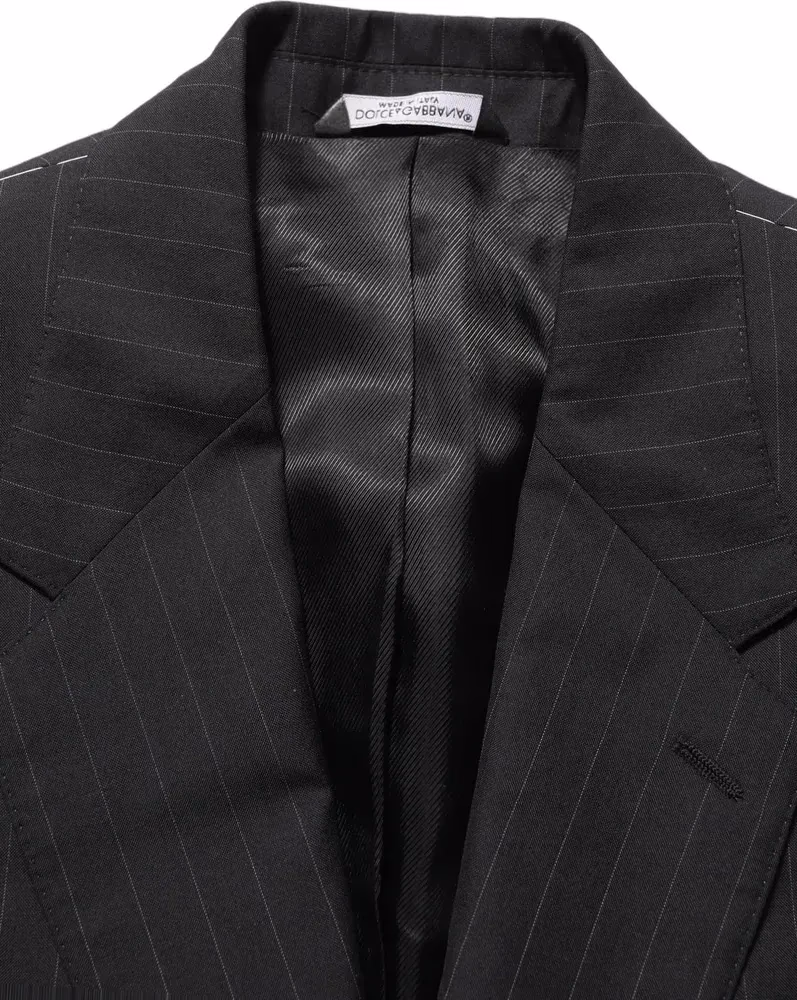 Dolce & Gabbana Black Stripes Wool Single Breasted Blazer