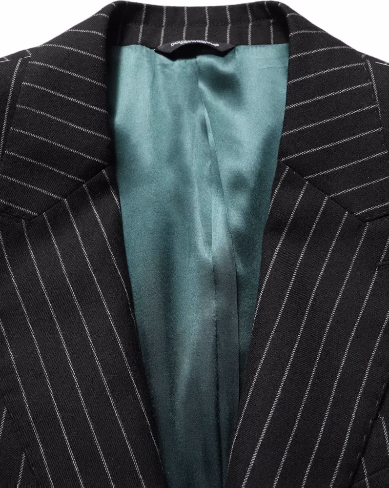 Dolce & Gabbana Black Stripes Wool Single Breasted Blazer