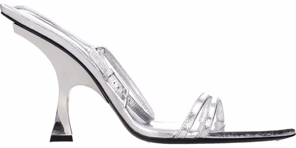 The Attico Gray Leather Stiletto Heel Sandals