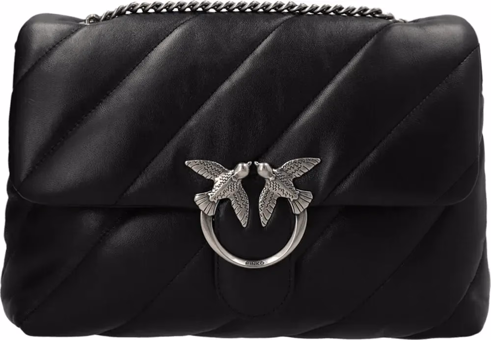 PINKO Black Lamb Leather Crossbody Bag