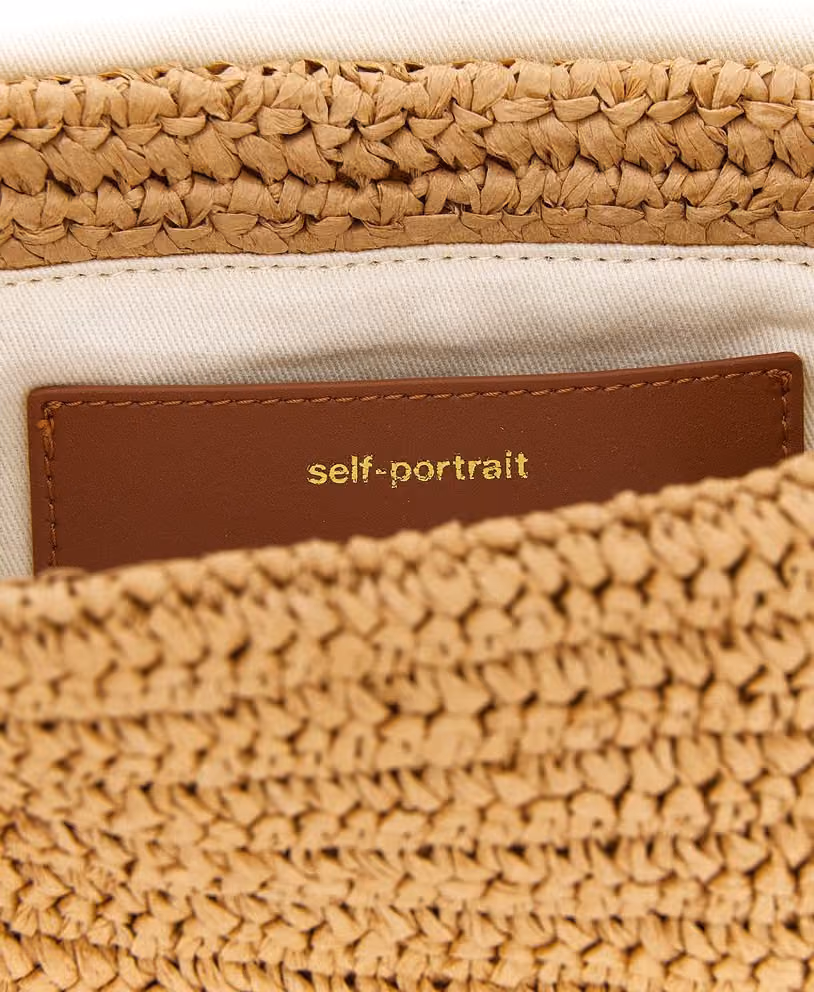 Self-Portrait Beige Raffia Shoulder Bag