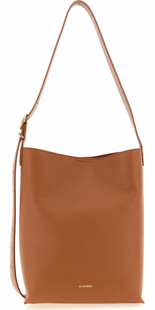 Jil Sander Brown Calfskin Shoulder Bag