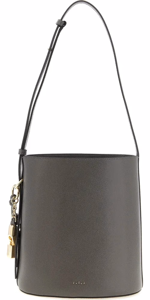 Furla Gray Calfskin Shoulder Bag