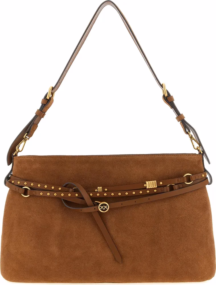 PINKO Brown Cowhide Shoulder Bag